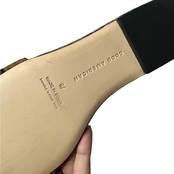 Good American Pale Leopard Ankle Strap Sandal - Picture 3 of 5